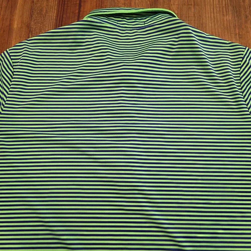 RLX Ralph Lauren Golf Bright Green Blue Stripe Polo Shirt - The Phoenician - XL